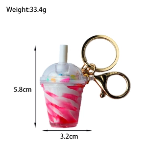 Detailed view of sundae cup keychain dimensions showing 5.8cm height and 33.4g weight