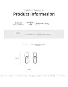 Detailed view of silver oval link drop earrings with 10.6g weight and alloy texture
