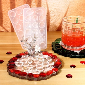 Stampo in silicone DIY per sottobicchieri in resina con gemme e decoro testa di alce 3D