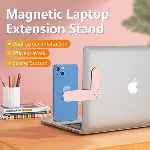 Magnetic Laptop Phone Holder Aluminum Alloy Expansion Bracket Side Mount Dual Screen Interaction Foldable Portable