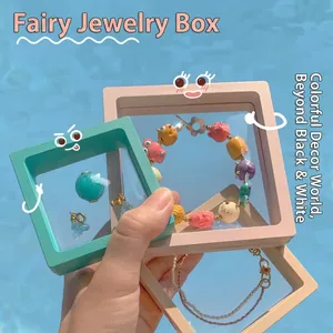 PE Stretch Film Floating Jewelry Display Box 3D Suspension Frame Dustproof Anti-oxidation Storage Case For Earrings Rings Necklaces Coins Medals Pins