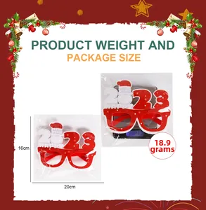 Tableau des tailles pour lunettes de Noël 2023 avec monture rouge et décorations