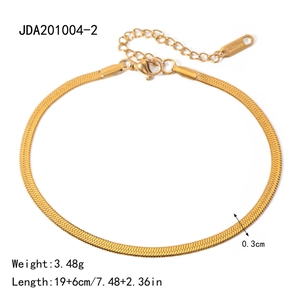 Detail of 0.3cm wide golden stainless steel snake chain showing 19+6cm adjustable length