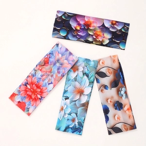 Set of four bohemian stretch wide headbands with diverse floral and artistic prints