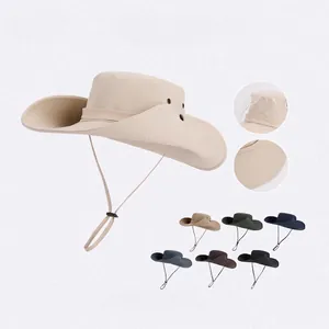 Outdoor Bucket Hat Waterproof Quick Dry Nylon Sun Protection Hiking Fishing Safari Boonie Hat Wide Brim Adjustable Strap