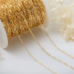 Paperclip Chains Copper Rectangular Link Chains For DIY Jewelry Making Handmade Necklace Bracelet Components Gold Plated