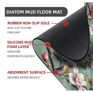 Detailed cross-section view showing the three-layer structure of diatomaceous earth bath mat