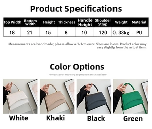 Detailed size chart and dimensions for the embossed crocodile pattern PU leather handbag