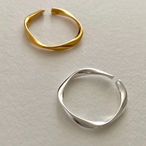 Minimalist S925 sterling silver twisted rope open rings in gold and silver finish