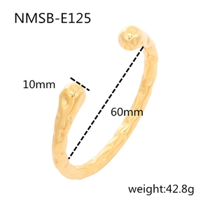 Irregular hammered texture 18K gold plated stainless steel open bangle for women