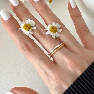 Minimalist 925 sterling silver bamboo joint rings in gold and silver finish