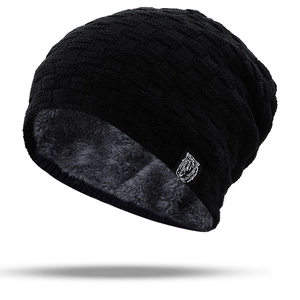 Winter Beanie Hat For Men Women Knitted Waffle Texture Fleece Lined Warm Outdoor Ski Cap With Animal Patch Casual