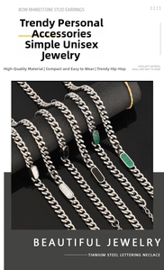 Macro detail of multicolored titanium steel Cuban chain necklaces on display stands