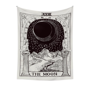Arazzo da parete tarocchi XVIII La Luna in bianco e nero per decorazione stanza