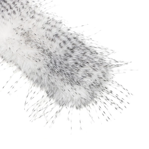 Macro shot of fluffy black and white faux ostrich fur scarf showing long soft fibers