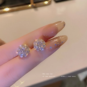 Sparkling zircon flower cluster stud earrings in silver finish for a modern look