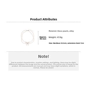 Detailed size chart of double-layer butterfly pearl necklace with 40.5cm length dimensions