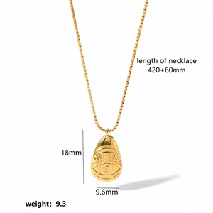 18k gold plated stainless steel evil eye heart pendant necklace with dimensions and weight