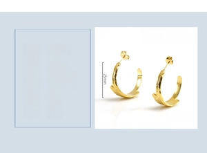 Detailed view of 18k gold plated geometric earrings with size and weight specs
