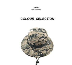 Outdoor digital camouflage boonie hat with adjustable chin strap and wide brim