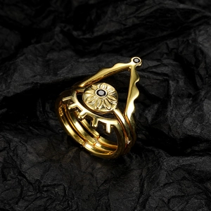 Vintage Goldenes S925 Silber Evil Eye Ringset mit dreiteiligem stapelbarem Design