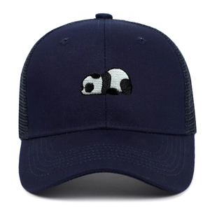 Cappellino da baseball mesh blu scuro con ricamo panda carino per protezione solare