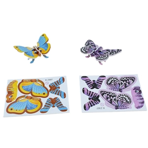 3D butterfly puzzle toy kit with punch-out cardboards and assembled insect models