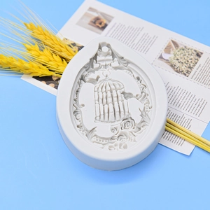 White birdcage and floral silicone mold for chocolate fondant or aromatherapy plaster