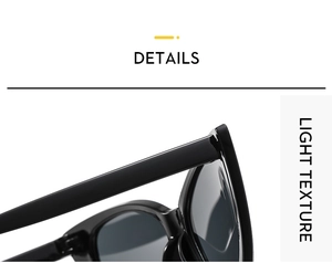 Detailed close-up of glossy black sunglass frame hinges with light texture finish