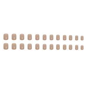 Elegant glossy nude brown short square press-on nails set with 24 pieces for daily wear