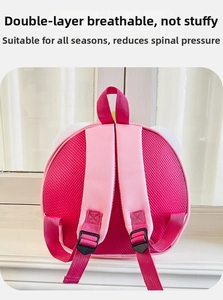 Breathable mesh back and wide padded straps on a kids fruit-shaped backpack