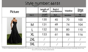 Detailed size chart for the burgundy sexy strap dress from size S to 3XL with measurements