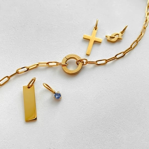 Detailed view of 14K gold plated titanium steel charms and DIY jewelry components