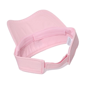 Detail der rosa Baumwoll-Sonnenblende mit Schweißband und verstellbarem Klettverschluss