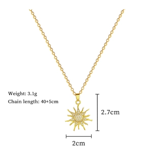 Detaillierte Maße der Sonnen-Halskette mit 3,1g Gewicht und 40+5cm Goldkette