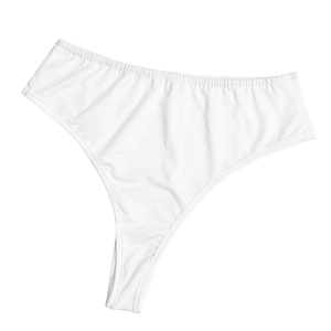 Detailansicht weißer High-Waist-Slips mit glatter Stoffstruktur und elastischen Kanten