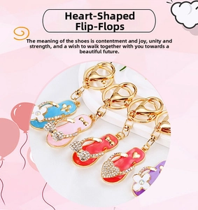Detailed view of colorful rhinestone heart slipper charms with gold lobster clasps