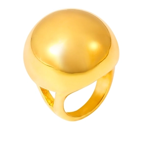 Bague en Acier Inoxydable Sphérique Rétro Français Design Exagéré Plaqué Or 18K Bague Dôme Minimaliste pour Femme Bijoux