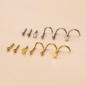 Nasenstecker aus chirurgischem Stahl in Gold und Silber mit Stern- und Kugeldesign