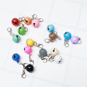 Colorful metal bells with lobster clasps for pet collars and DIY craft accessories