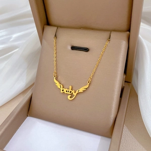 Collana In Acciaio Al Titanio Ciondolo Baby Con Ali Catena Di Clavicola Gioielli Tonalità Oro Argento Donne