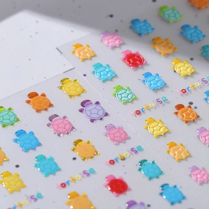Stickers ongles 5D relief tortue colorée avec effet 3D pour manucure artistique