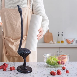 European vintage cast iron flamingo paper towel holder for kitchen home decor