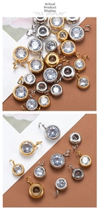 Dettaglio di ciondoli in zircone da 8 mm in oro e argento per la creazione di gioielli DIY