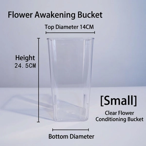 Small rectangular acrylic floral bucket with dimensions of 24.5cm height for flower care