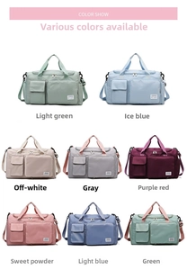 Waterproof gym bag available in eight colors including mint green, pink, and ice blue