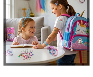 Kids unicorn party gift set with soft PVC necklaces bracelets and colorful accessories