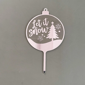 Topper de gateau de Noel en acrylique avec texte Let it snow et arbre pour decoration