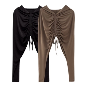 Hooded Ruched Top Polyester Long Sleeve Drawstring Streetwear Cropped Sweatshirt For Women