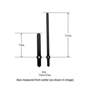 Quartz clock hand set model 994, hour 73mm and minute 137mm, matte black finish